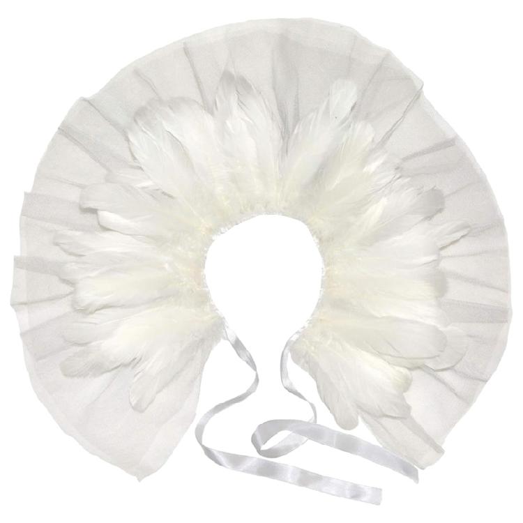 Women's Feather Double Layer Mesh Shrug Capes Shawl False Collar Witch Cosplay Costumes for Halloween Carnivals Party