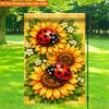 2D Flat, 2D Plane-2D Plane-2D Plane Printing Garden Flag 1pc, Garden Flag with Ladybug On Sunflower-Single-sided Printing Outdoor Decoration, Suitable
