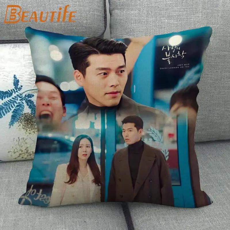 Custom Crash Landing On You Hyun Bin KPOP Pillowcase 45X45cm Wedding Decorative Eco-Friendly Cotton Linen Fabric Pillow Case