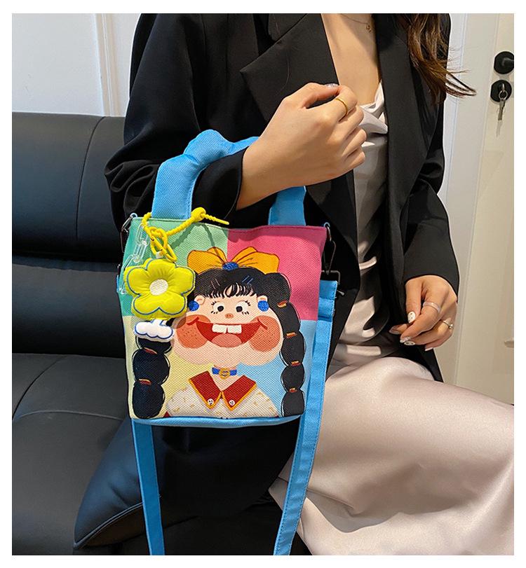 2025 Cute Goofy Cartoon Canvas Handbag - Single Shoulder & Crossbody Bag Backpack