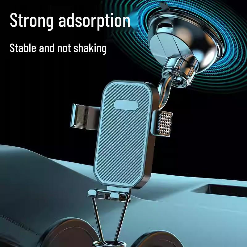 Universal Gravity Car Phone Holder with Suction Cup for Windshield, Dashboard, and Center Console.