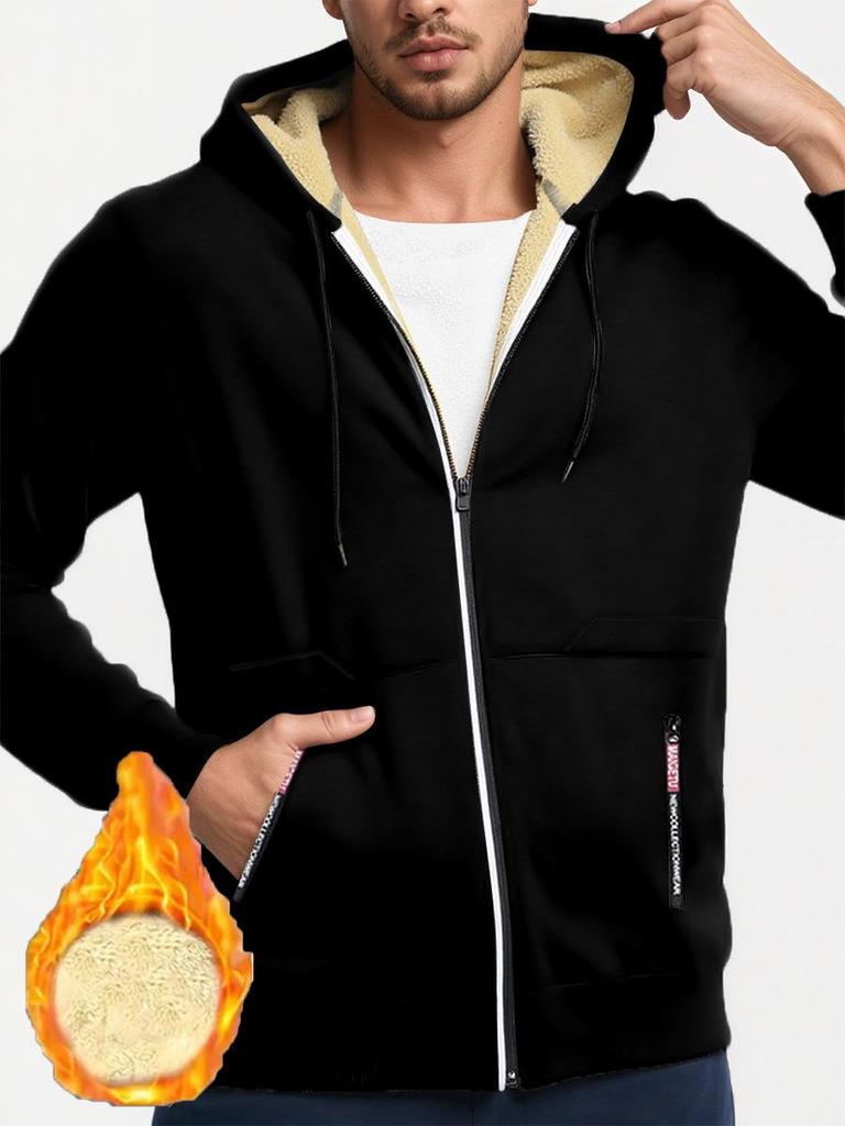 Men's Fleece-Lined Zip-Up Knitted Cardigan - Thickened for Autumn/Winter
