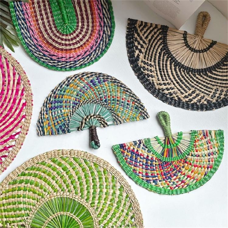 Grass Hand Fan Hand-Woven Straw Fan Easy To Carry For Wall Decoration and Summer Event