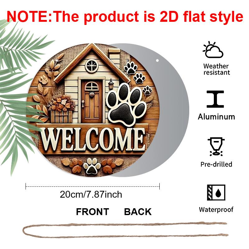 2D Flach 1 Stück Aluminium Dekorationsartikel Pfotenabdruck-Stil Wandbehang 7,87 Zoll × 7,87 Zoll Ideal für Gärten, Bauernhäuser, Straßen, Geschäfte, Bars