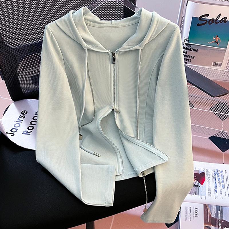 

Серая толстовка с капюшоном для женщин, новая осенне-зимняя тонкая универсальная куртка с двойной молнией, облегающий пуловер XL
