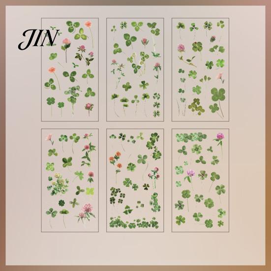 Nature Themed Stickers 6 Sheets/Set Natural Flower Scrapbook Stickers, Waterproof PVC Floral Plants Decals, Botanical Art Transparent Decorative