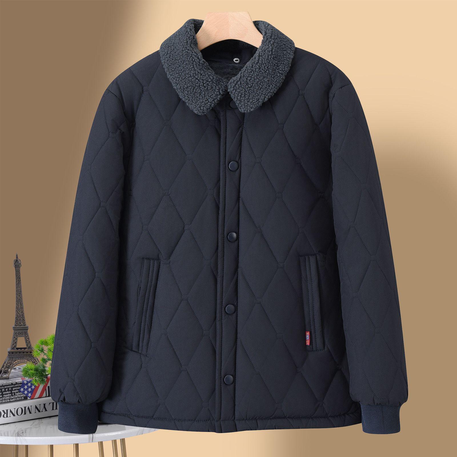 

Men s Winter Warmth Thickened Cotton Jacket for Elderly - Lapel Style Casual Coat Size 180 (120-140 lbs)
