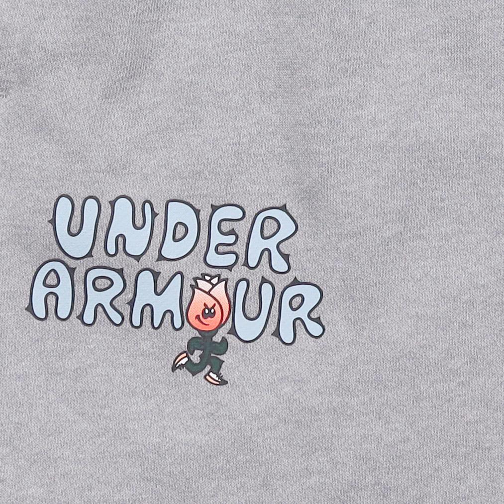 Under Armour Pantalon d'entraînement en maille de coton épais à lacets avec imprimé de lettres de dessin animé pour femme Gris 1379831-011