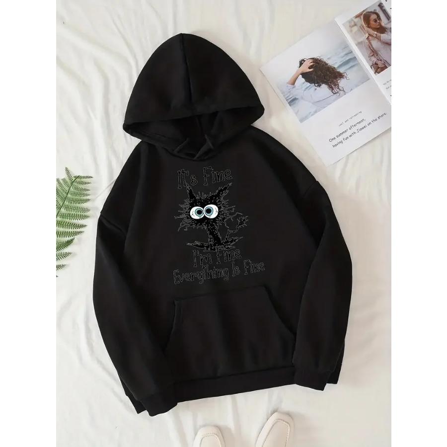 

Я в порядке, все хорошо, буквы напечатаны женские толстовки с капюшоном, модные толстовки с капюшоном из флиса, креативные уличные свободные хлопковые толстовки 3XL