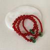 New Chinese Style Red Beaded Green Running Ring Elastic Rope Bracelet Necklace Women'S Light Luxury Fashion Versatile Bracelet Jewelry
