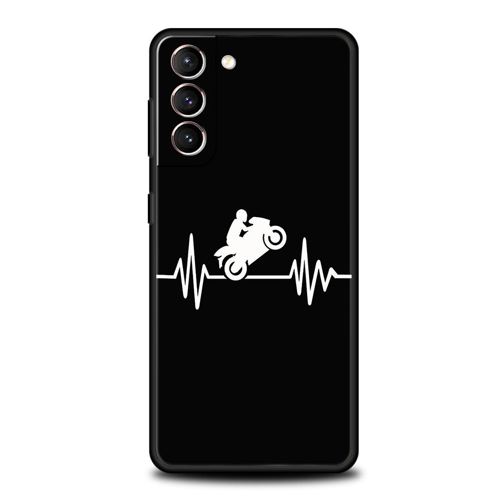 

Motorcycle Heartbeat Phone Case For Samsung Galaxy S25 S24 S23 S22 Ultra S20 S21 FE 5G S10 S9 Plus S10E Soft TPU Cover Samsung S21 Plus
