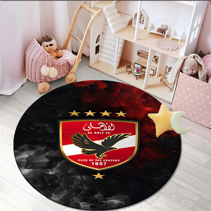 1PC round rug Ahly Football club Printed Round Area Rug ,Rug For Home Office, Round Chair Rug, Decorative Carpet Fan gifts Christmas gift