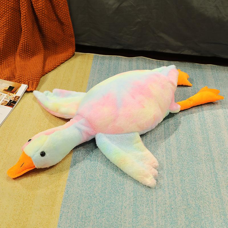 Big White Goose Throw Pillow Plush Toy Doll Lying Down Duck Doll Girl Bed Sleeping Pinch Legs Long Pillow Rag Doll