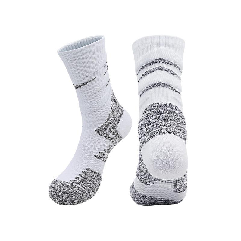 Summer Elite Basketball Socks Men'S Actual Combat Non-Slip Cycling Socks Thick Wear-Resistant Towel Bottom Medium Tube Professional Sports Socks