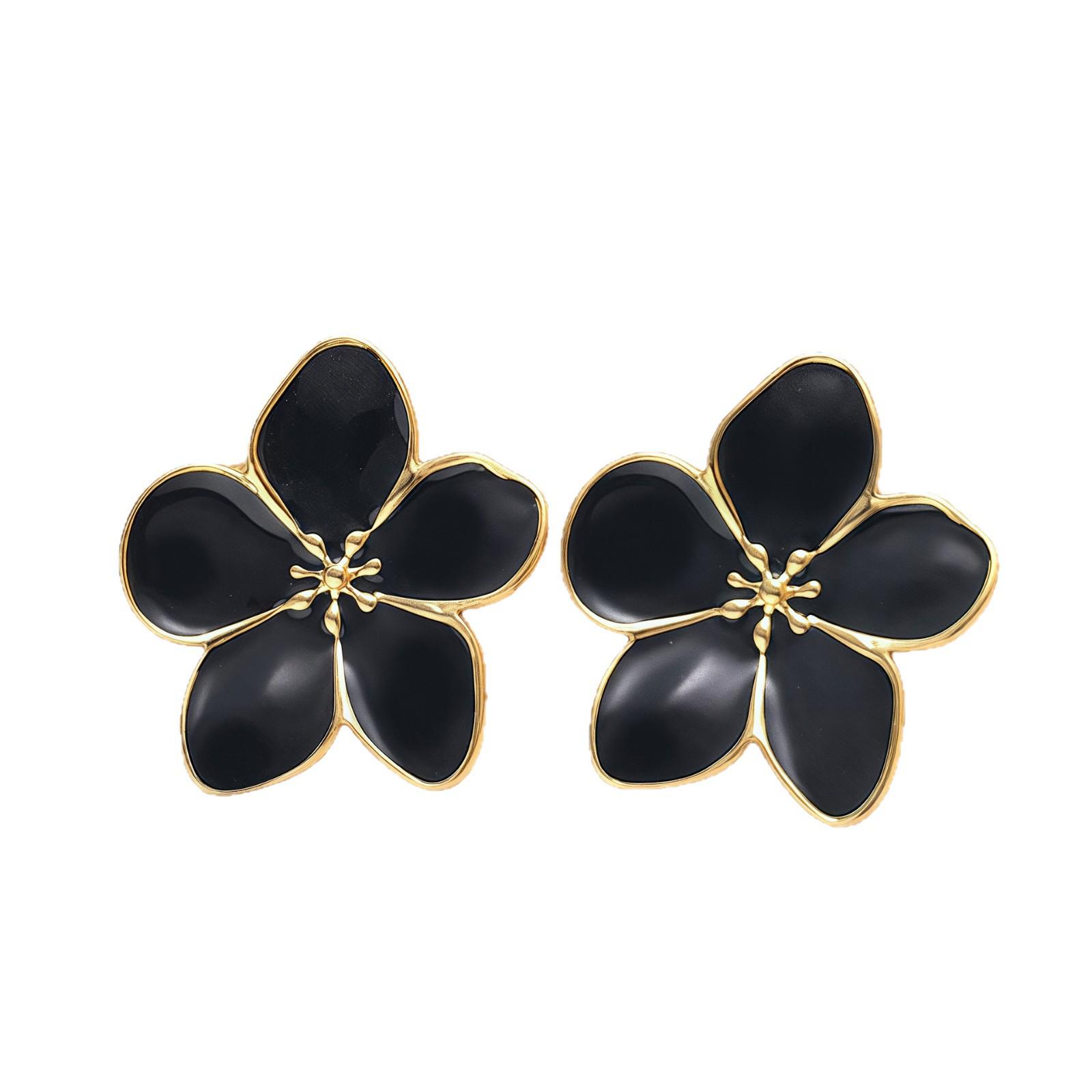 Винтажные золотые серьги-гвоздики из нержавеющей стали в форме пятилепесткового цветка
