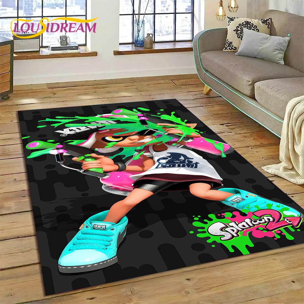 Splatoon3 PC Gamer Cartoon Game Rug Carpet for Living Room Bedroom Home Decor,Floor Mat Non-slip Decoration for Sofa Doormat KID