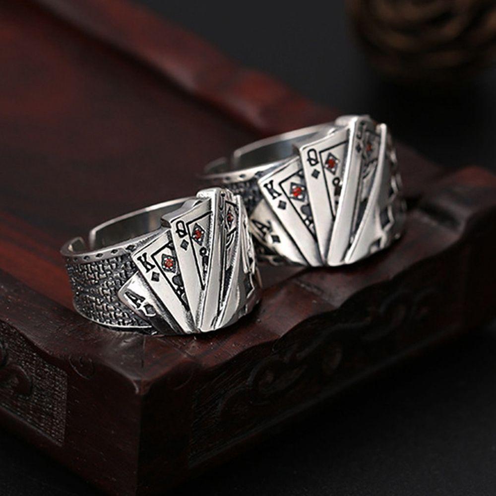 Hip-Hop Herren Fingerringe Metall Geometrisch Koreanischer Stil Ring Männlich Herren Öffnungsring Spielkartenringe Herrenring Punk Stil Ring