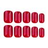 24 Pièces Ongle à Porter Rouge Court Carré Manucure Classique Couleur Unie Faux Ongle Pièce d'Ongle Portable