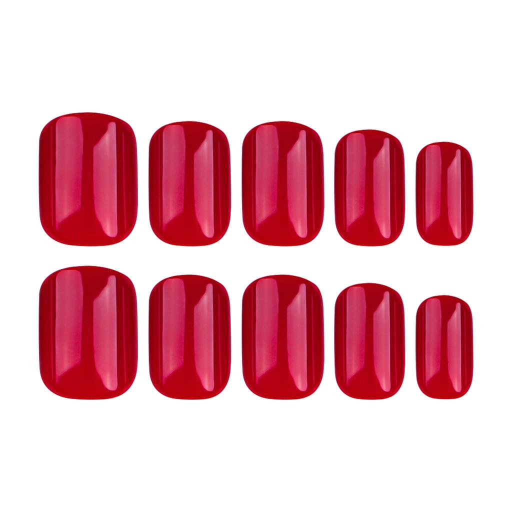 24 Pieces Wearing Nail Red Short Square Manicure Classic Solid Color Fake Nail Wearable Nail Piece