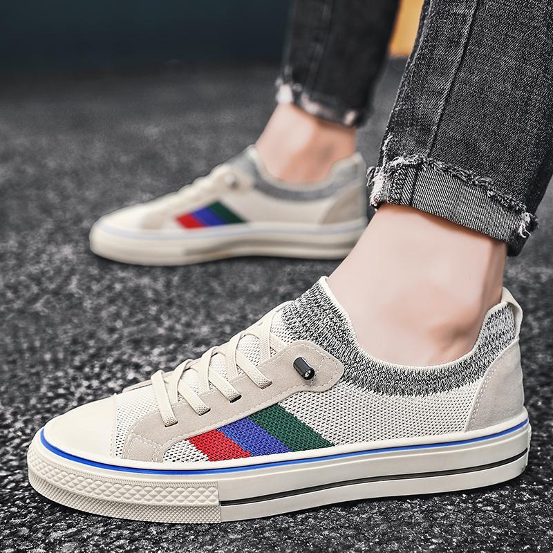 Flying Weave Fashion Men Casual Shoes Comfort Soft Mens Running Sneakers Lightweight Platform Loafers Slip On Male Walking Shoes
