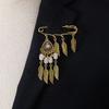 Bohemian Rhinestone Flower Tassel Brooch for Women - Exotic Style Suit Coat Pin