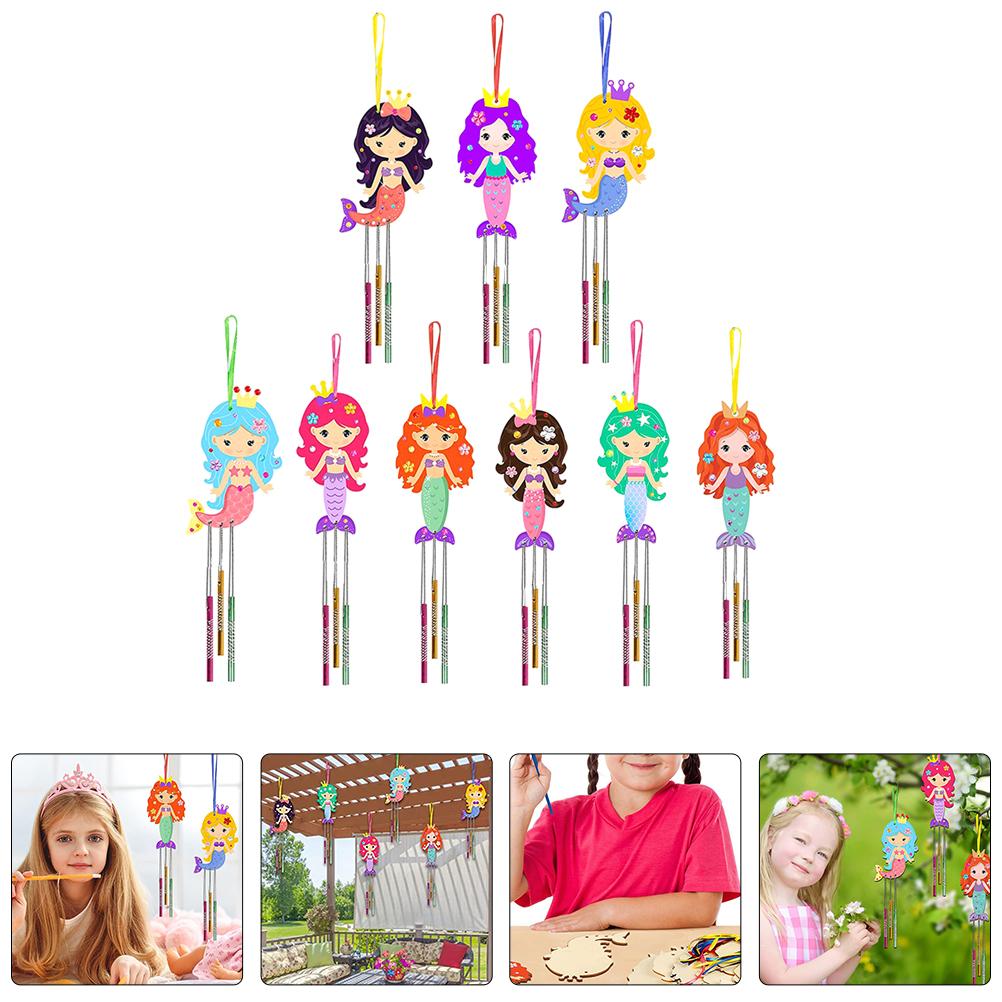 Diy Craft Mermaid Wind Chime Set Home Decor Garden Hanging Outdoor Wind Chimes Balcony Accessories Wind Bell Kit For Kids Party