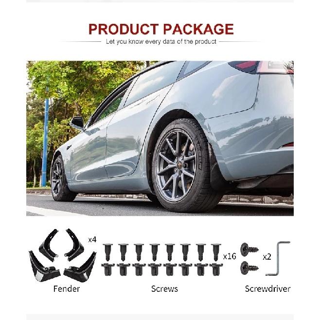 Flaps de noroi pentru mașină Flaps de noroi pentru Tesla Model Y 2023 2022 Apărător Apărător roată față spate Apărător de noroi din fibră de carbon ABS fără găurire