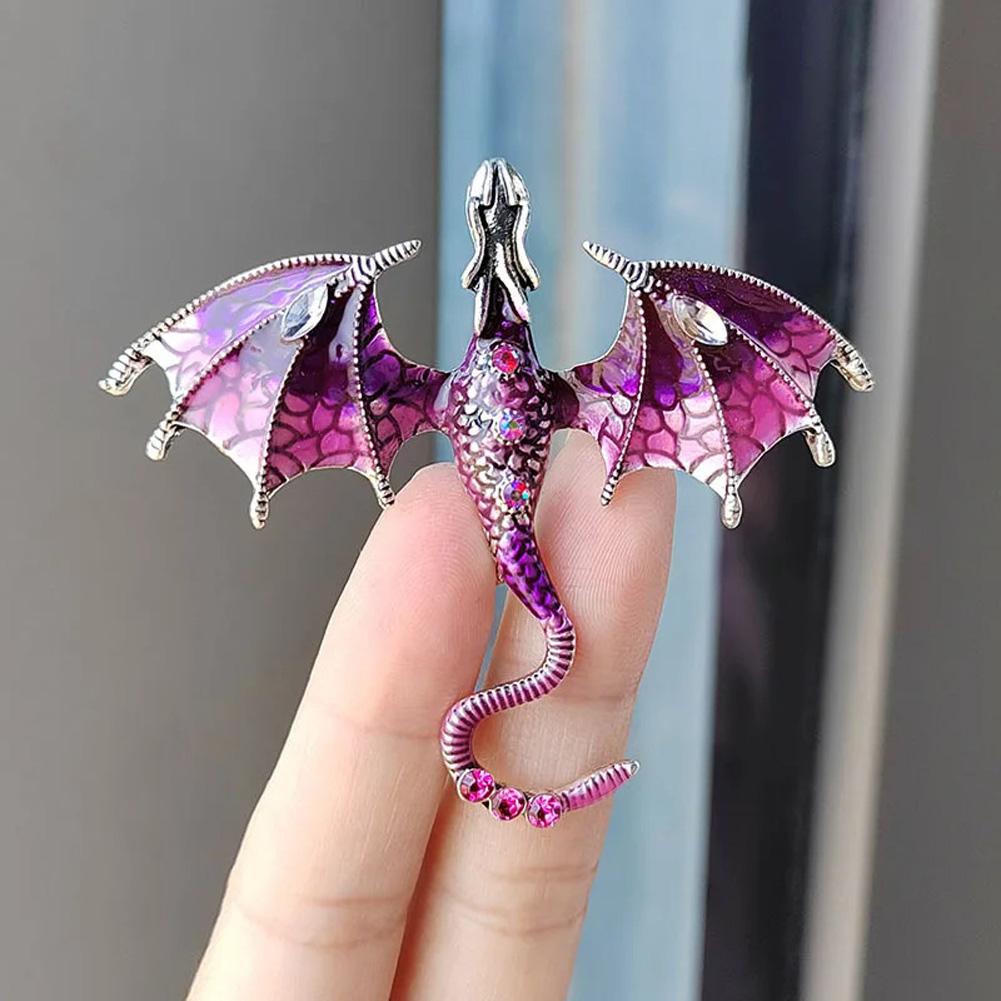 Men Women Dragon Brooch Pin Vintage Crystal Rhinestone Domineering Dragon Flying Pins Clip Lapel Suit Brooches