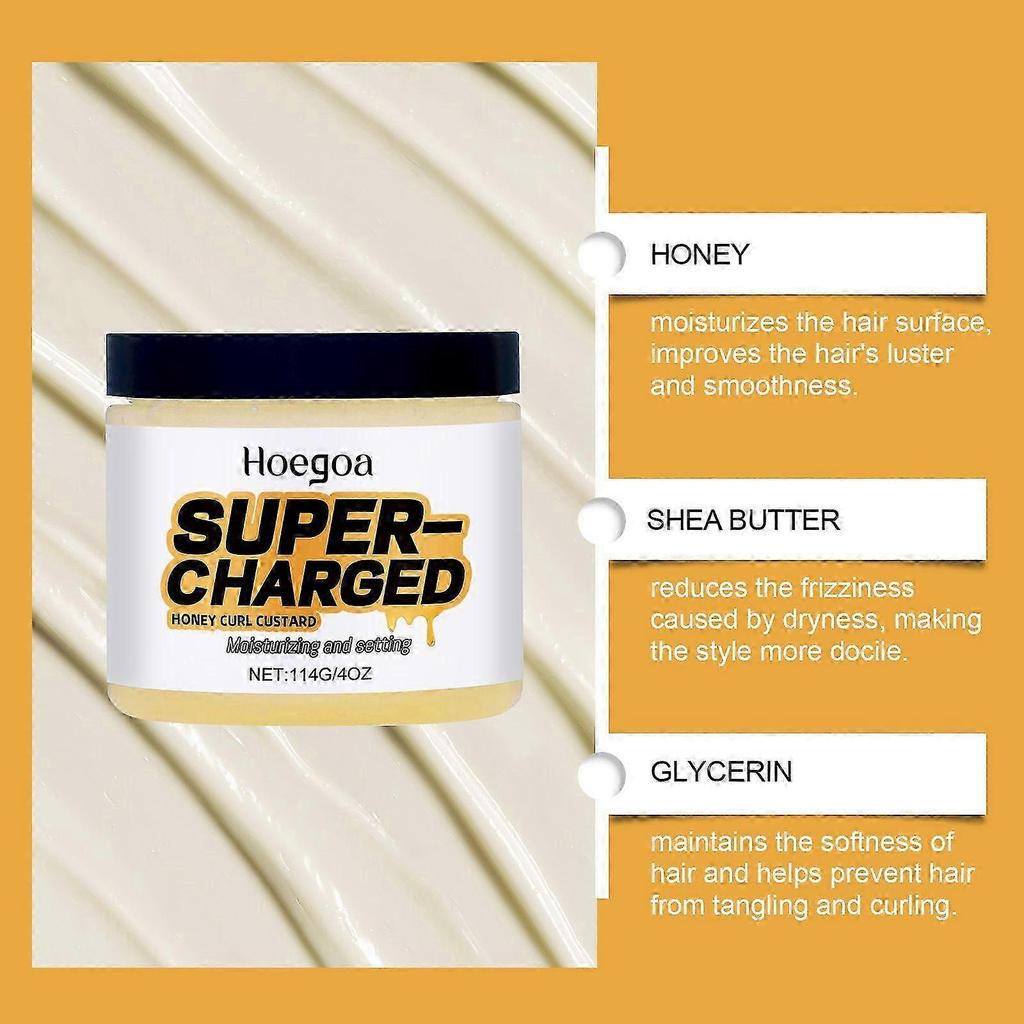 New Honey Curl Custard, Moisturizing and Setting Hair Cream For Female, Curl Defining Cream for Curly and Wavy Hair, 114g