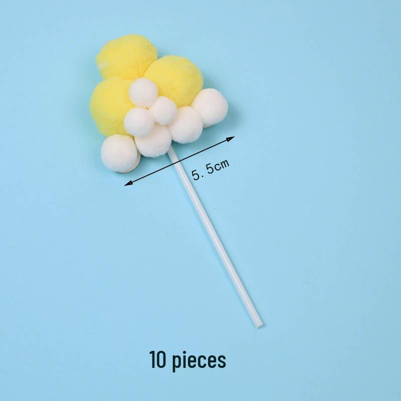 Pom-pom & Star Cake Toppers with 3D Clouds - Festive Birthday Table Decor