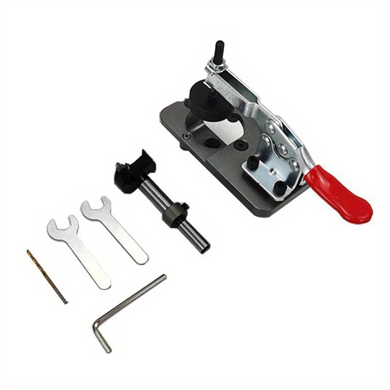 1 Set 35mm Hinge Boring Jig Kit, Concealed Hinge Drilling Guide Jig, Aluminum Alloy Hinge Hole Opener Template Puncher Locator for Door Cabinets