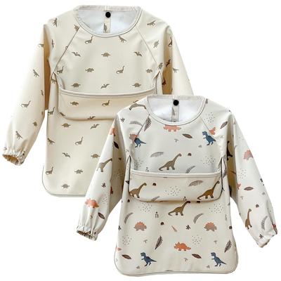 GoUseGo Repas de Bébé Ensemble Long de Bavoirs d'Alimentation pour Filles et Tout-Petits Âges et Convient pour Crèche et Maternelle Bavoirs, Manches, 2,