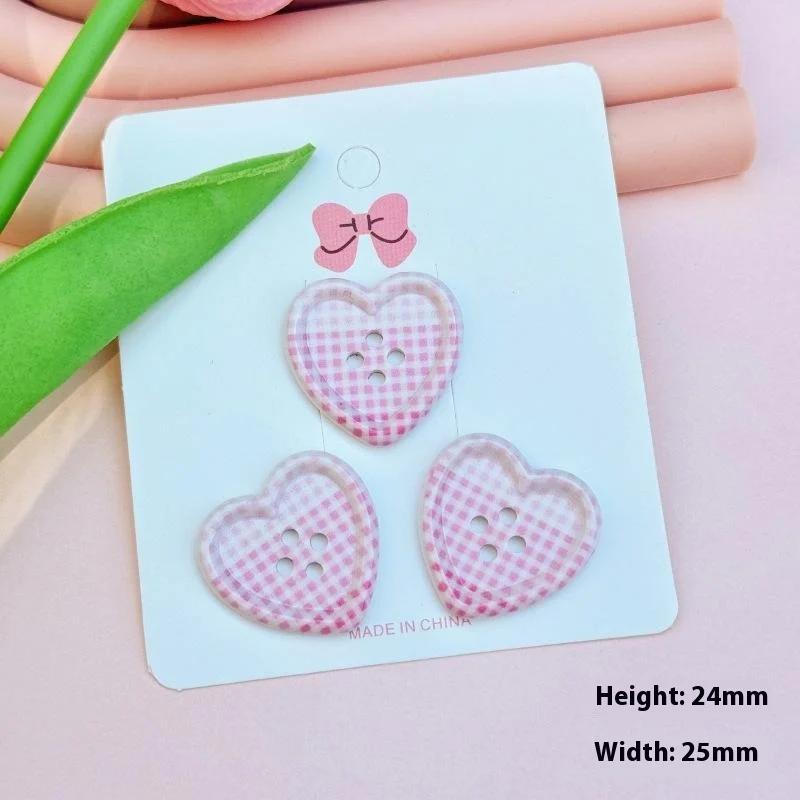 20Pcs Japanese Style Cute Plaid Heart-Shaped Buttons for Girls Wool Coat Cardigan DIY Sewing Decor Women's Clothing Accessories
