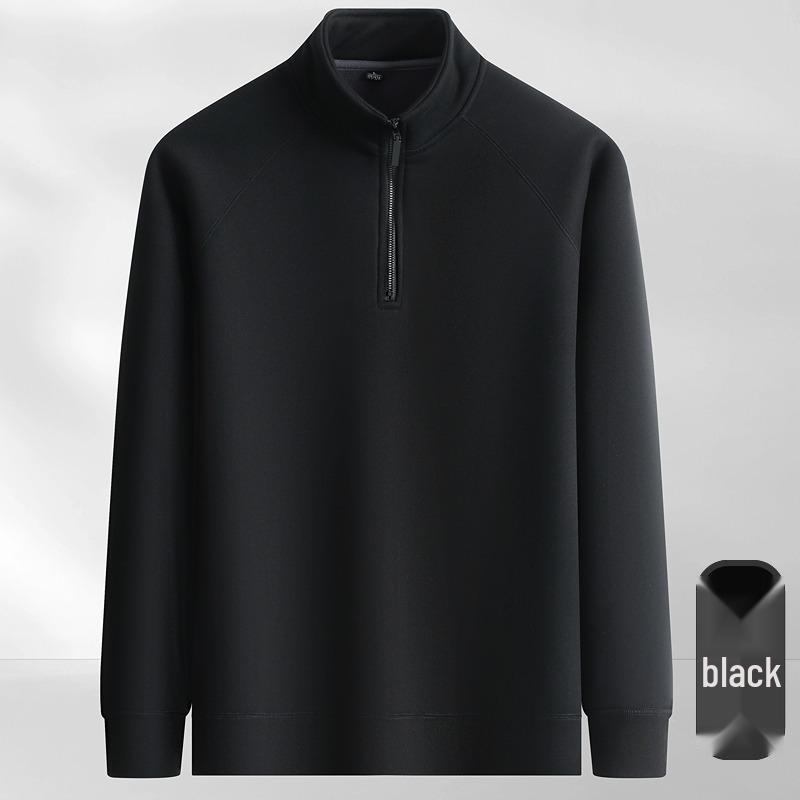 Men's Warm Wool-Blend Zipper Base Layer Shirt with Plush Lining and Stand Collar