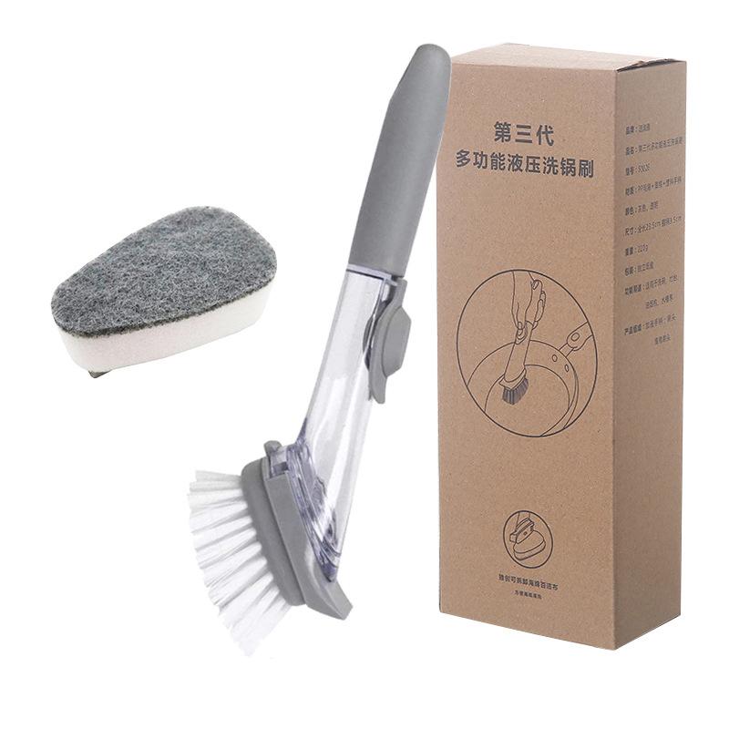 Kitchen Cleaning Brush 2 In 1 Long Handle Cleaing Brush with Removable Brush Sponge Dispenser Dishwashing Brush Kitchen Tools