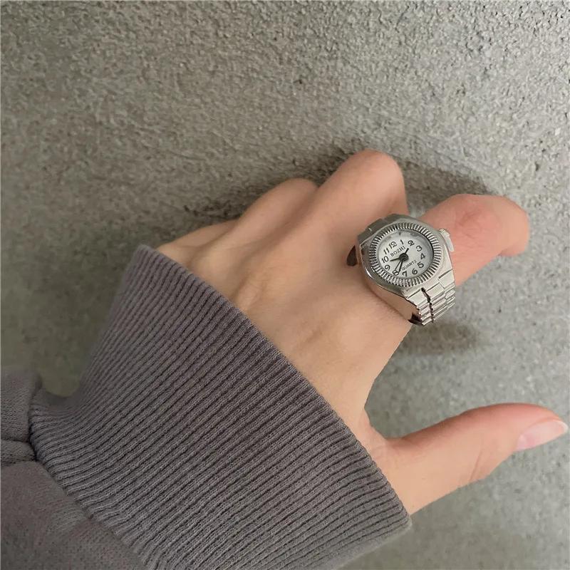 Mini Vintage Anello Orologio Rotondo Creativo Quarzo Orologi Moda Coppia Orologi Accessori