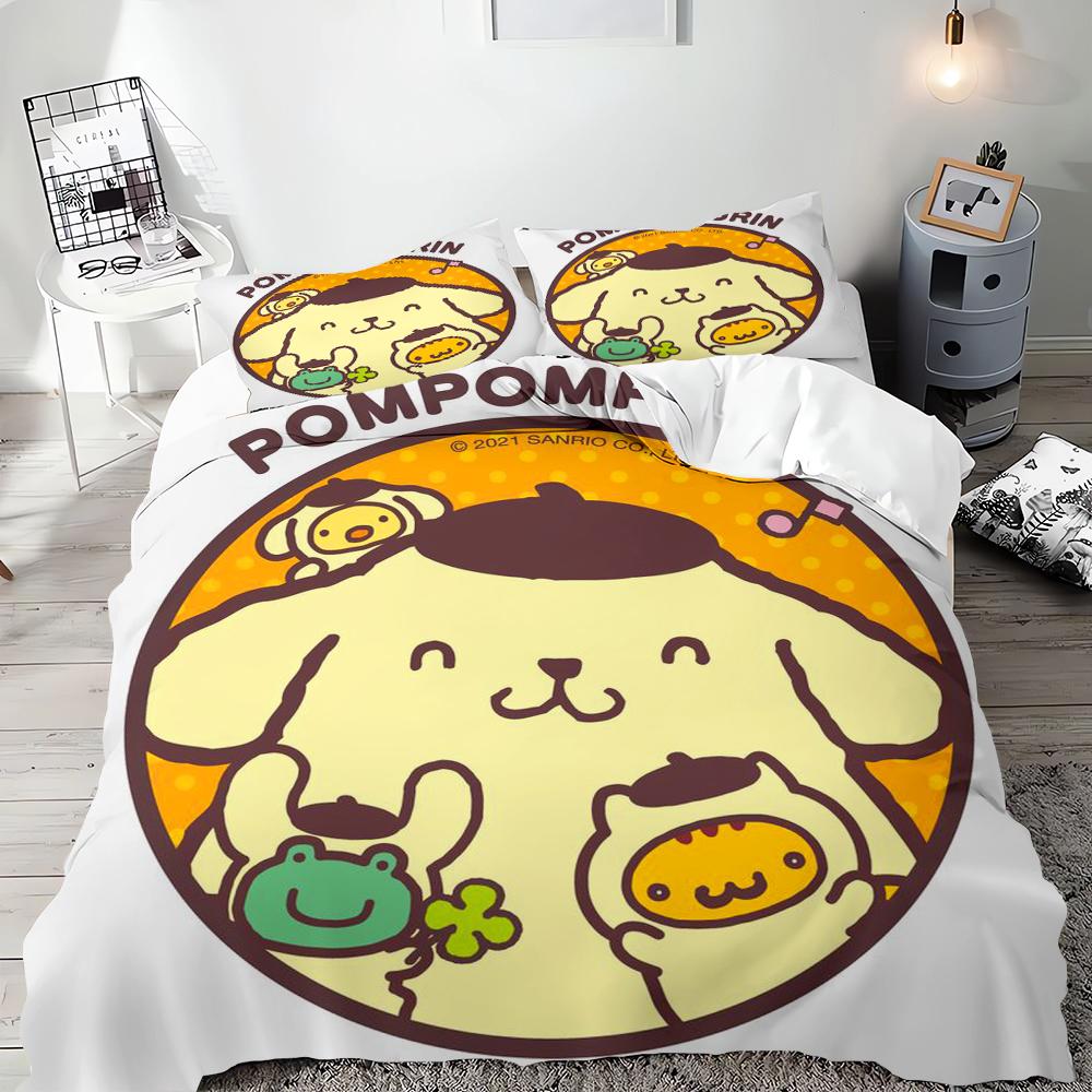 Sanrio Pom Pom Purin Bedding Sets Cartoon Dog Comforter Cover Bed Cover Duvet Cover Pillow Case 2-3 Pieces Sets Bedroom Decor