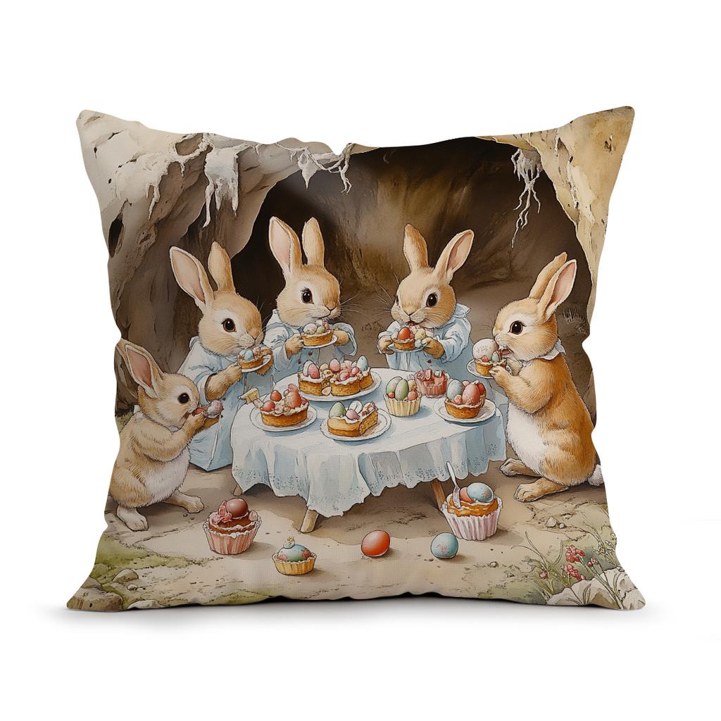 Easter Spring Bunny Cushions Pillowcase Polyester Cushion Cover Throw Pillow Pillowcover Home Car Sofa Decor