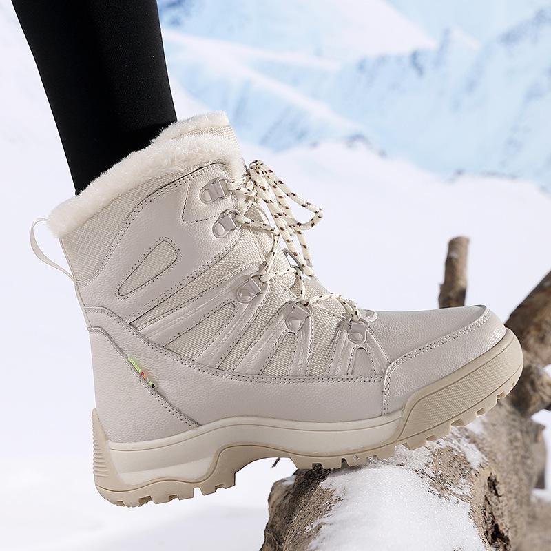 Women's Winter Mountaineering Boots - Warm, Thickened, Plus Velvet Snow Shoes for Outdoor Use.