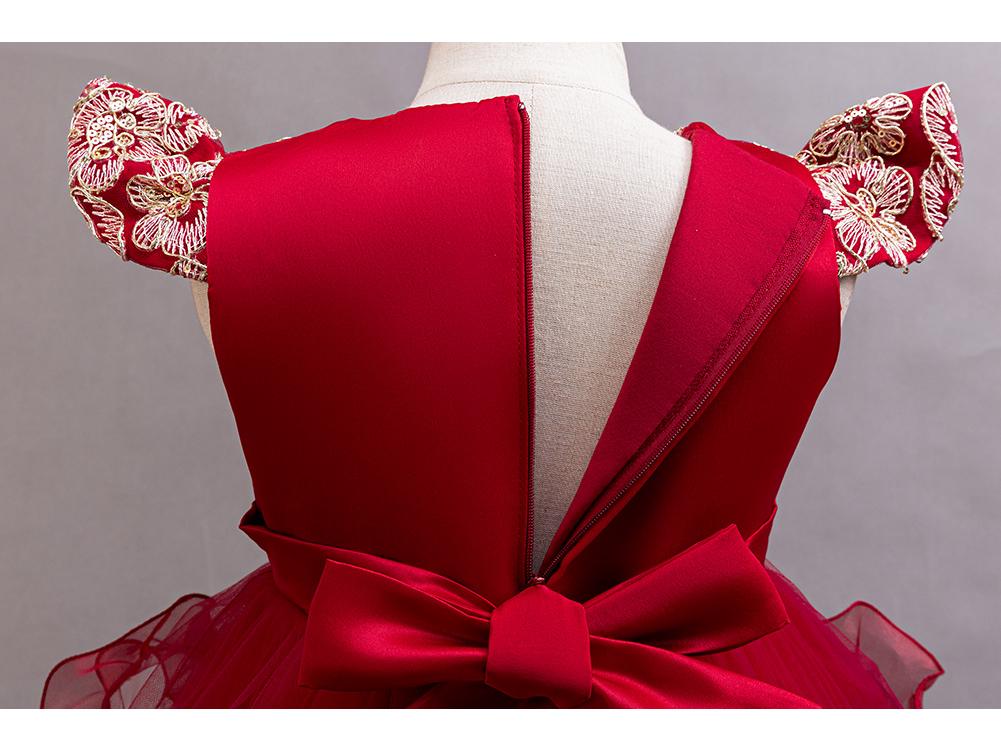 Detské vyšívané sieťované princeznovské šaty - nadýchaná sukňa pre družičku alebo na klavírne vystúpenie