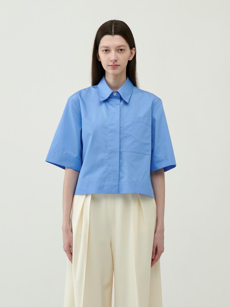 Tosae Minimal Crop Shirt Blue/Free Size