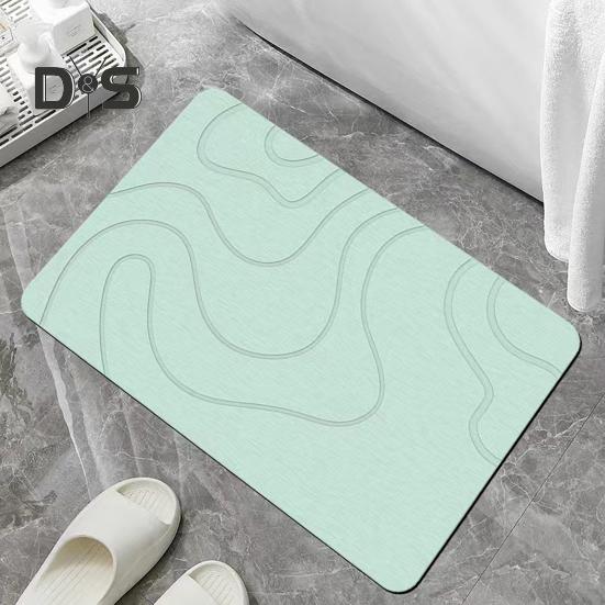 Bathroom Floor Mat Quick Absorbent Quick-Drying Diatom Mud Anti-Slip Bottom Solid Color Easy To Clean Multipurpose Bath Shower Sink Kitchen Carpet