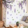 2Pc Wisteria Flower Butterfly Wall Decals For Girls Bedroom Living Room Decor Removable Vinyl Stickers Art Mural Home Decoration