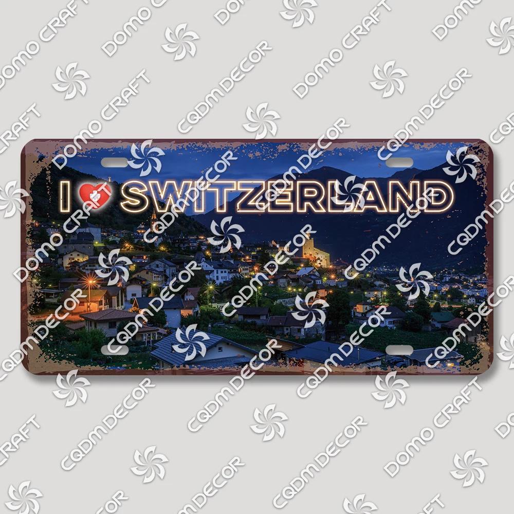 I Love Switzerland Poster License Plates Retro Alps Geneva Zurich Scenery Metal Tin Sign Cafe Living Room Home Wall Decor