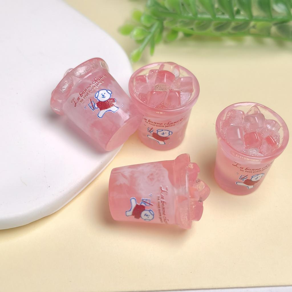 100pcs Kawaii Simulation Milk Bottle Ice Drink Resin Cabochon Mini Crafts For DIY Kitchen Toys Doll House Accessories