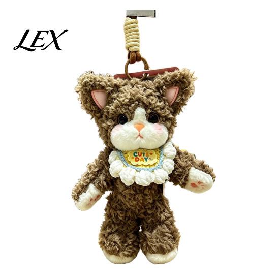 Mini Stuffed Cat Charm Plush Pendant, Cute Fuzzy Curly Kitten Charm, Soft Gift for Lovers Animal Keychain Backpack Fluffy Key Ring