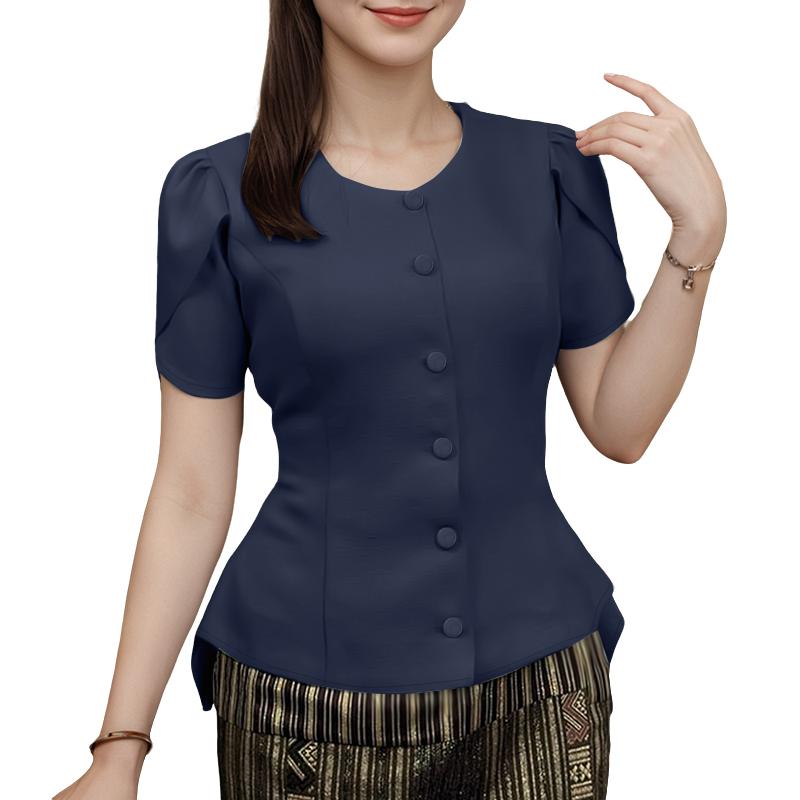 ZANZEA Women Casual Round Neck Summer Short Sleeve Blouse