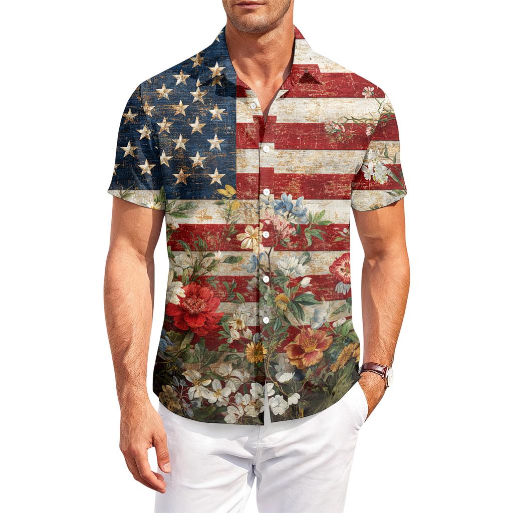 Men's Casual Short-Sleeve Collared Shirt