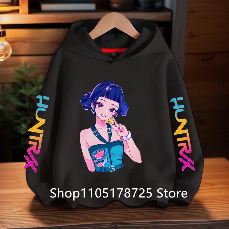 New KPop Demon Hunter Cartoon Girls Boys Hoodies Children's Korean Wave Print Fashion Casual Tops Casual Girls Clothing Warm