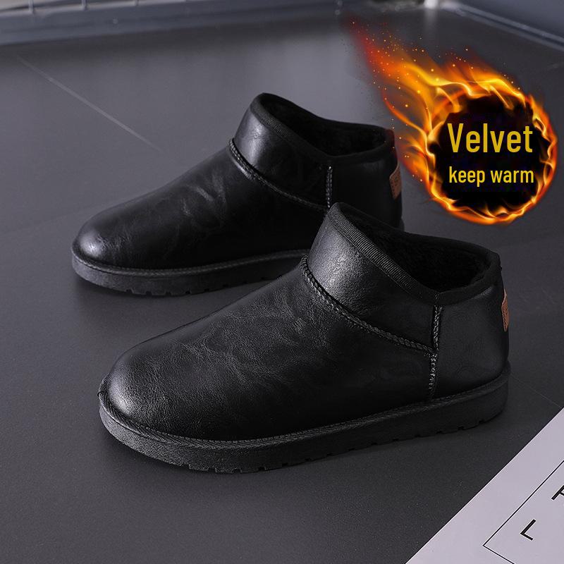 

2024 Men s Winter Velvet-Lined Non-Slip Waterproof Snow Boots 45 чёрный